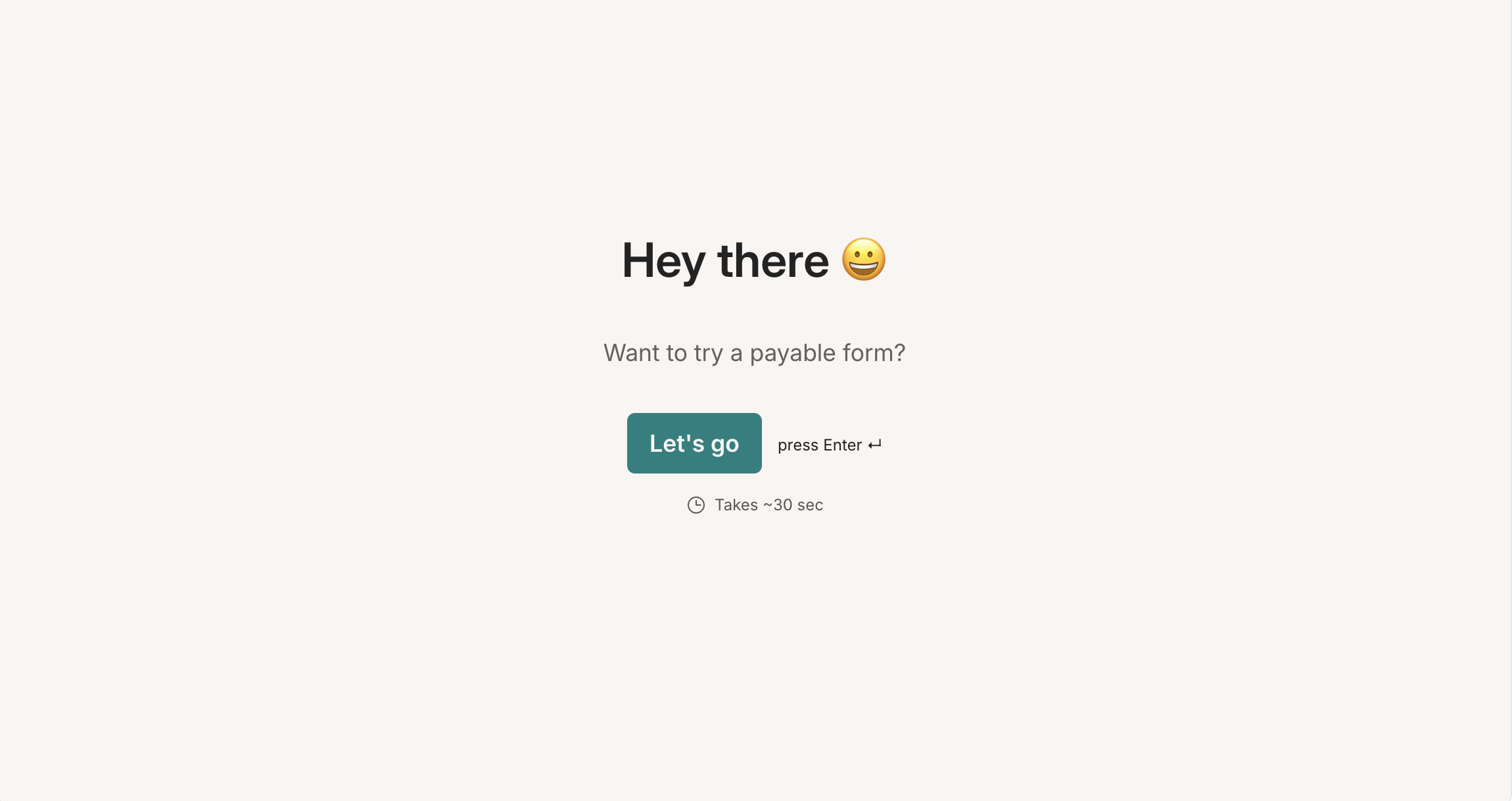 A rendered form showing the caption with a clock icon below the button