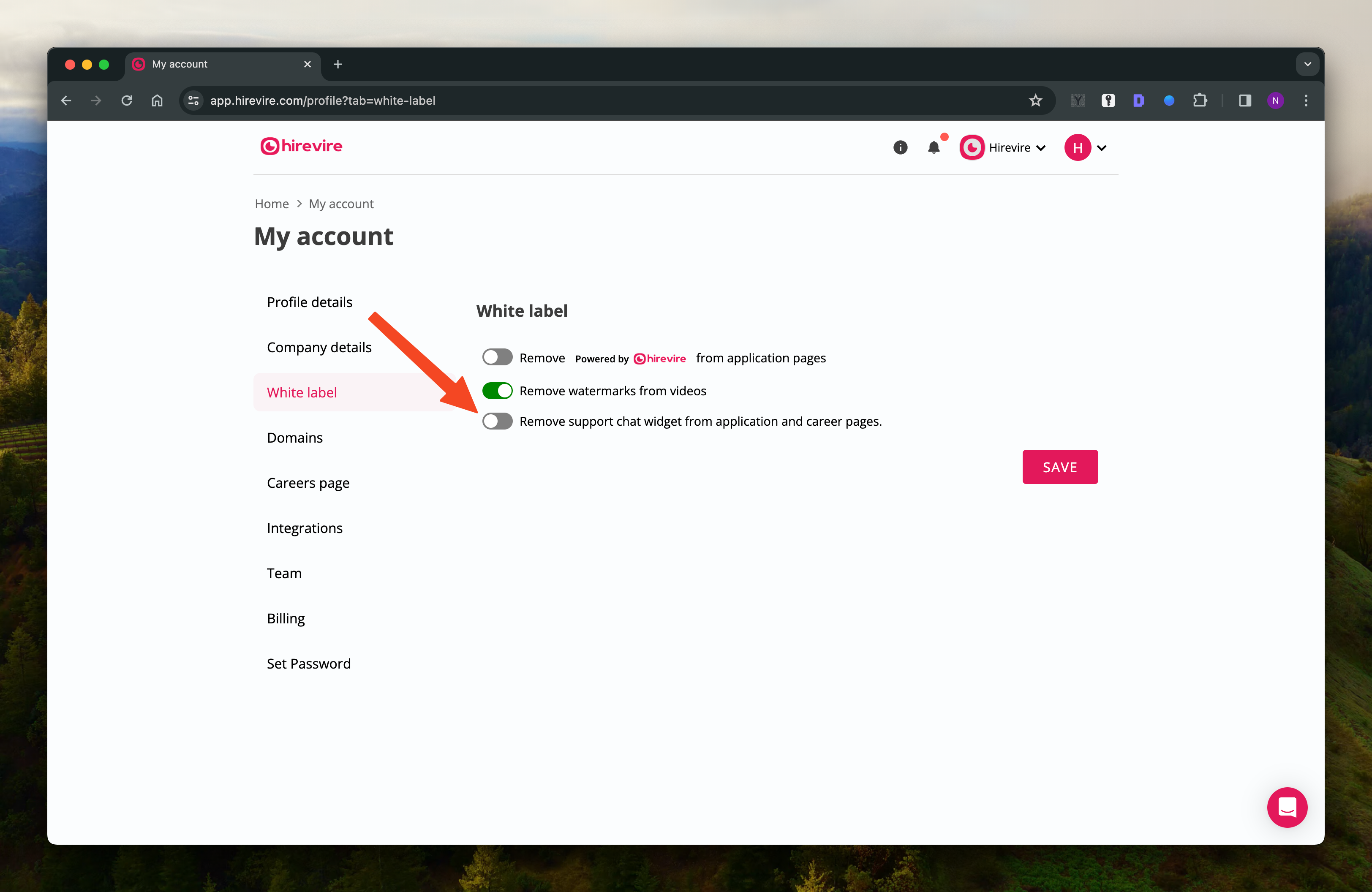 Career page settings