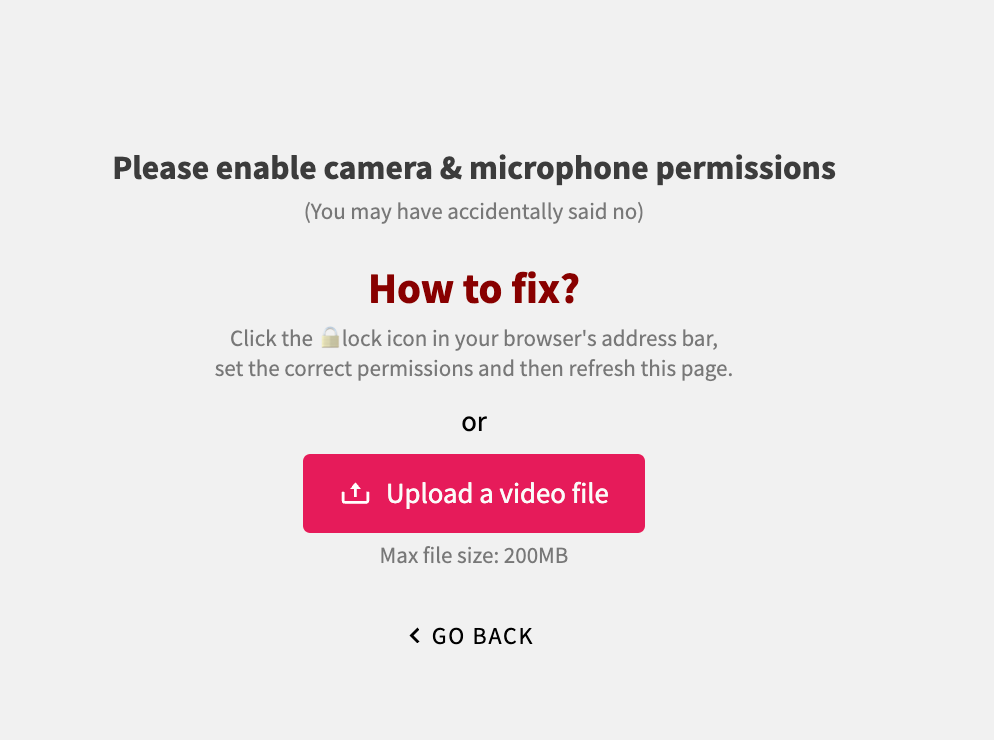 Camera and microphone permission message