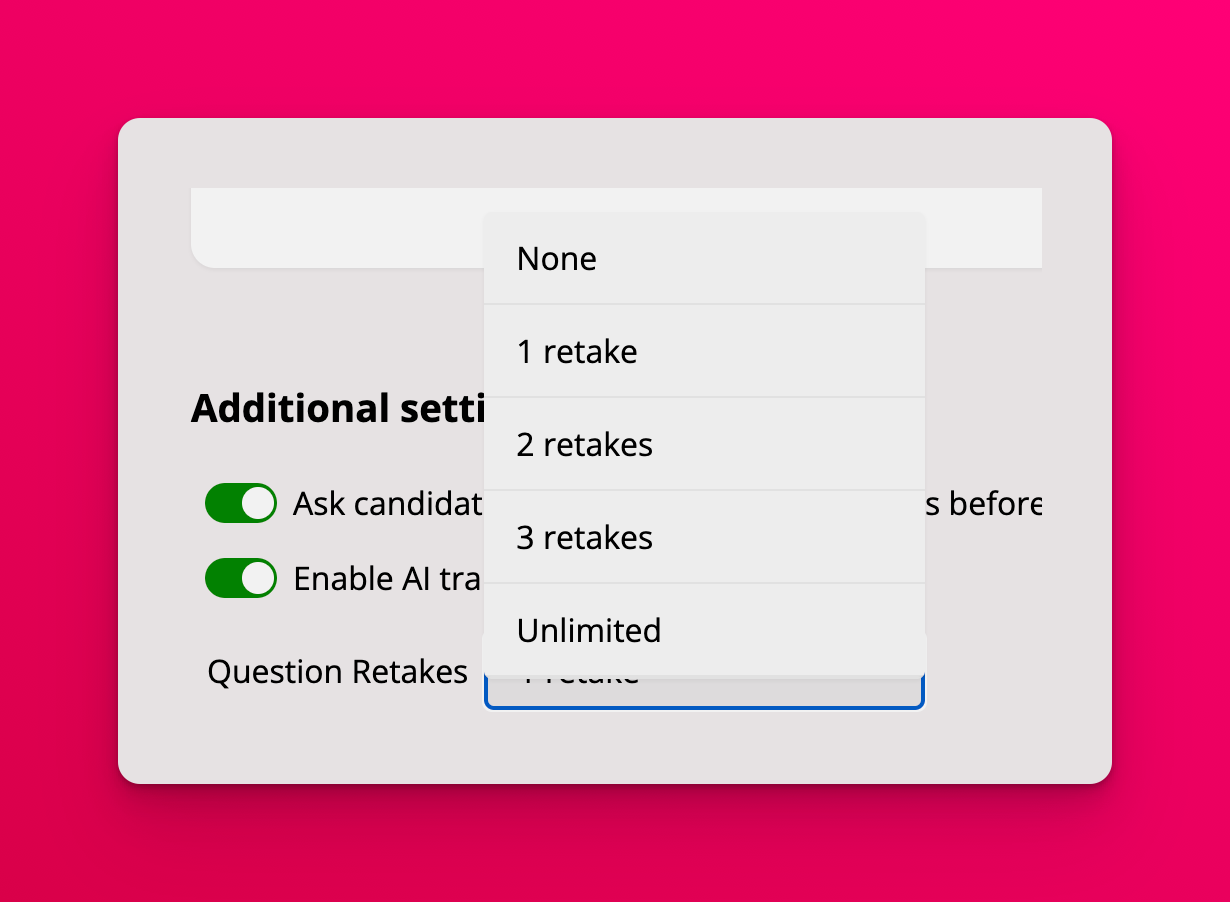 Retake limit configuration