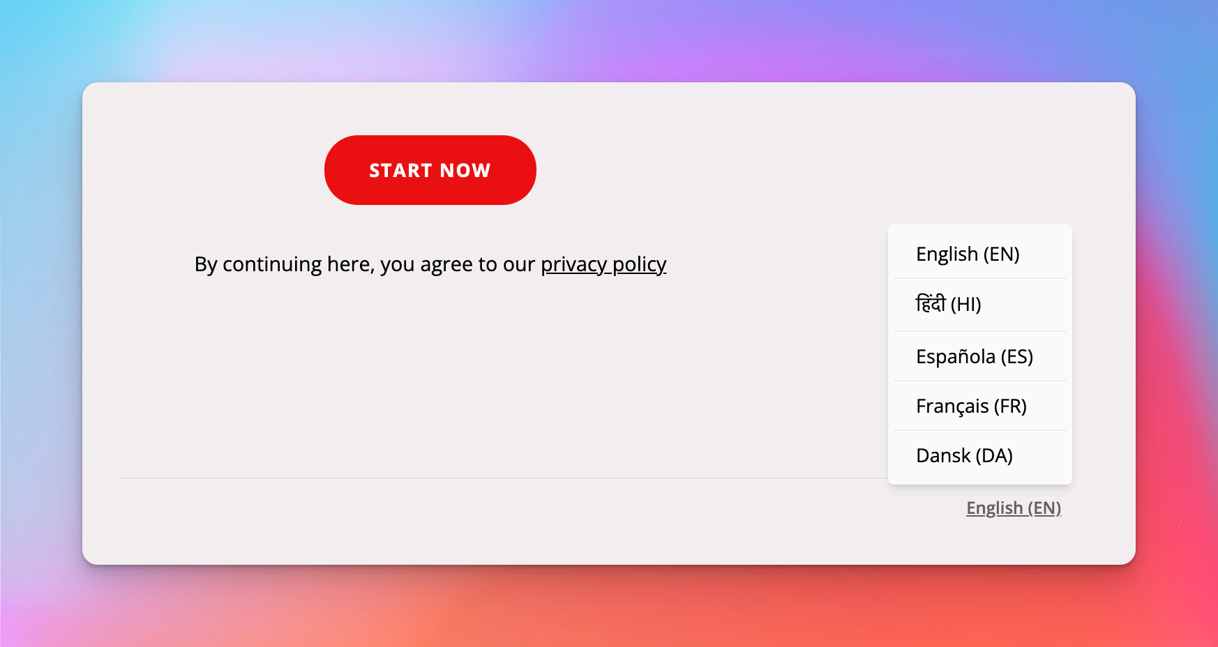 Translated application page