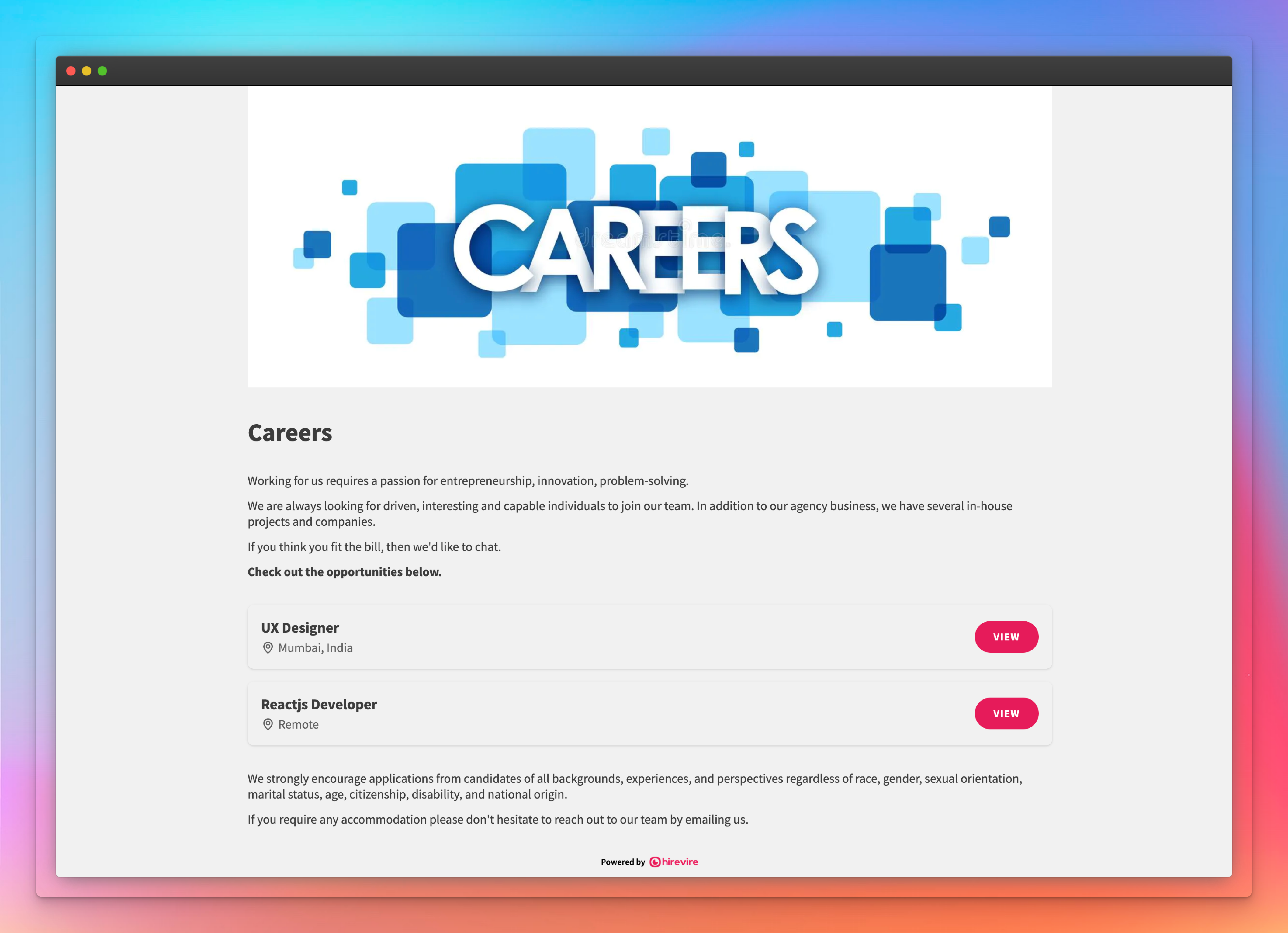 Careers page branding configuration
