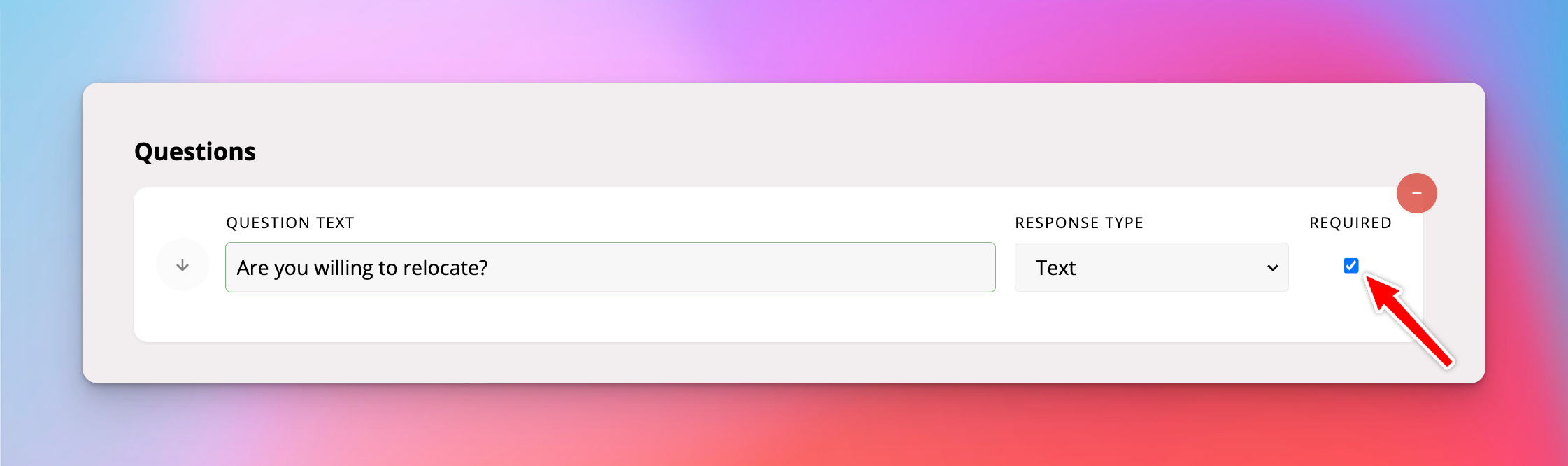 Required question setting