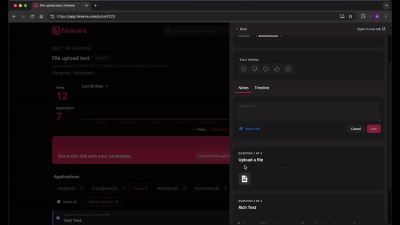 PDF response preview in the dashboard
