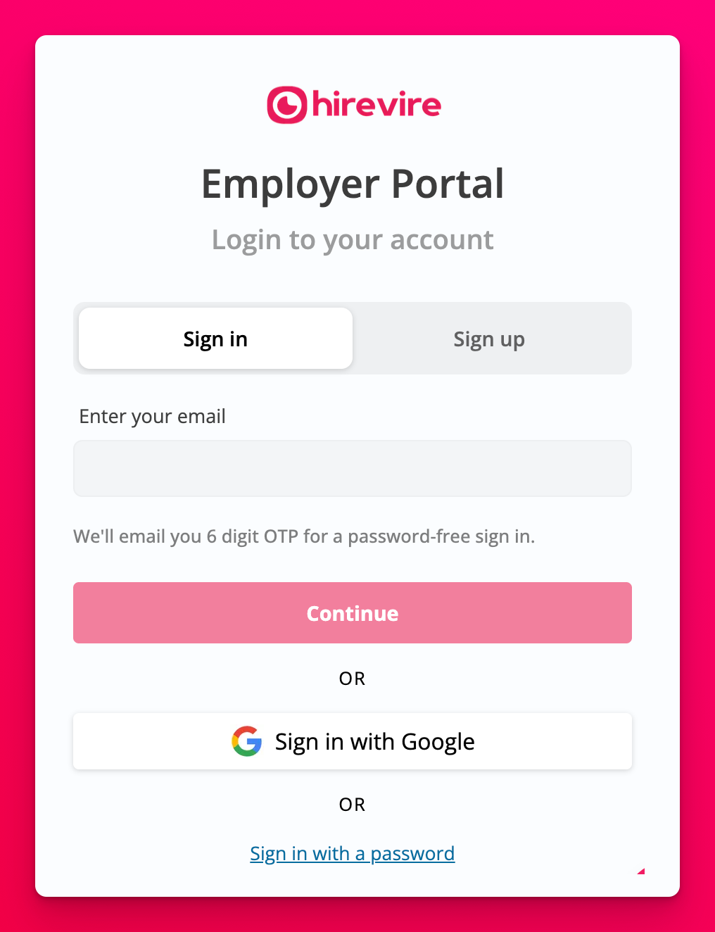 Separated sign-in and sign-up flow