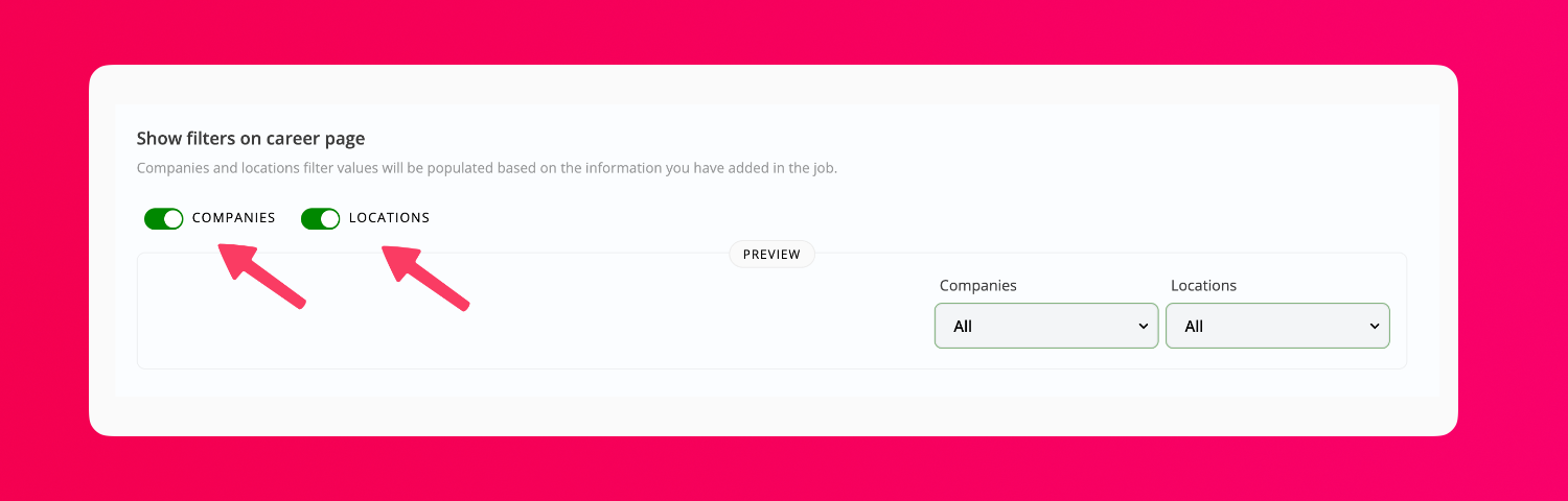 Filtering the career page by location and company
