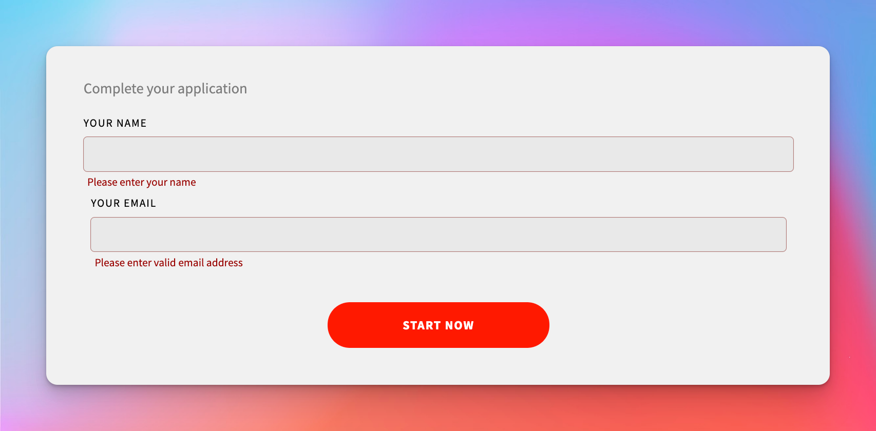 Applications page view