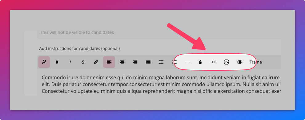 Advanced formatting toolbar options
