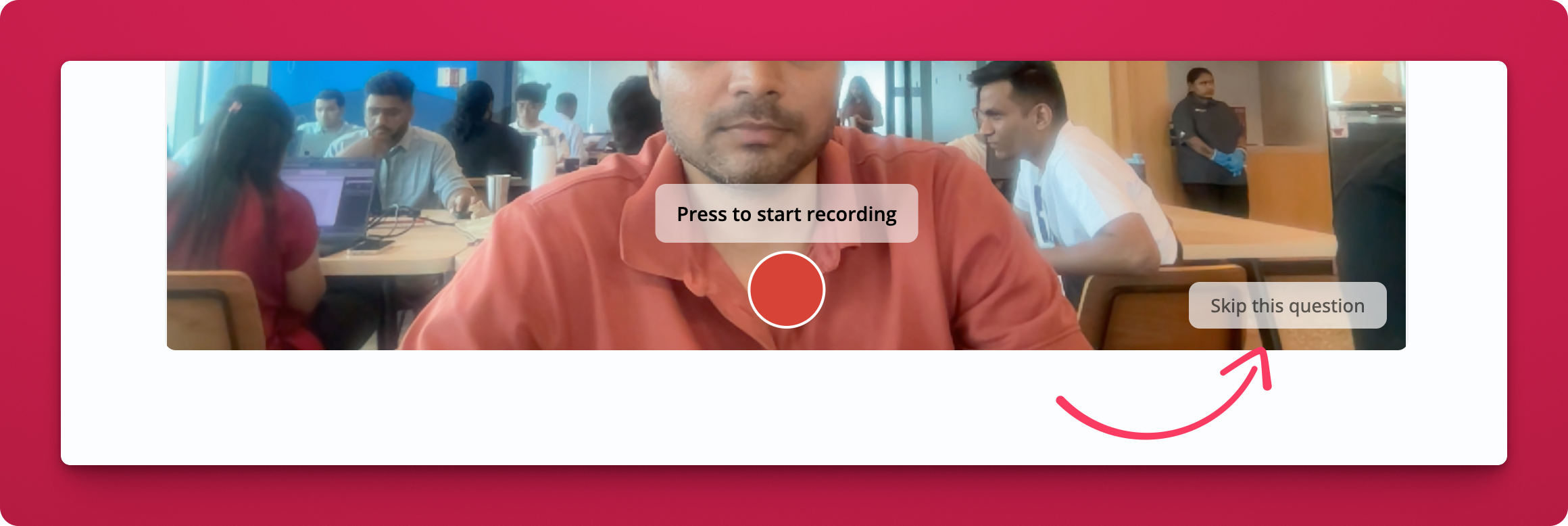 Skip this question button for an optional question
