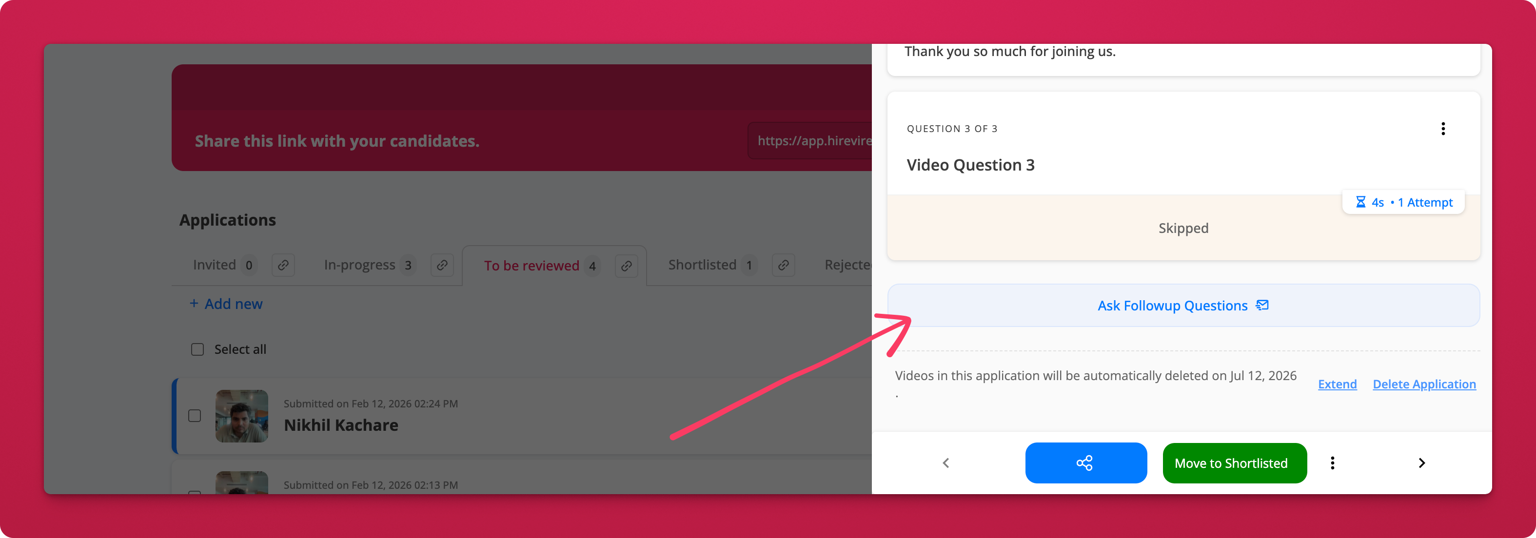 Ask Follow-up Questions button