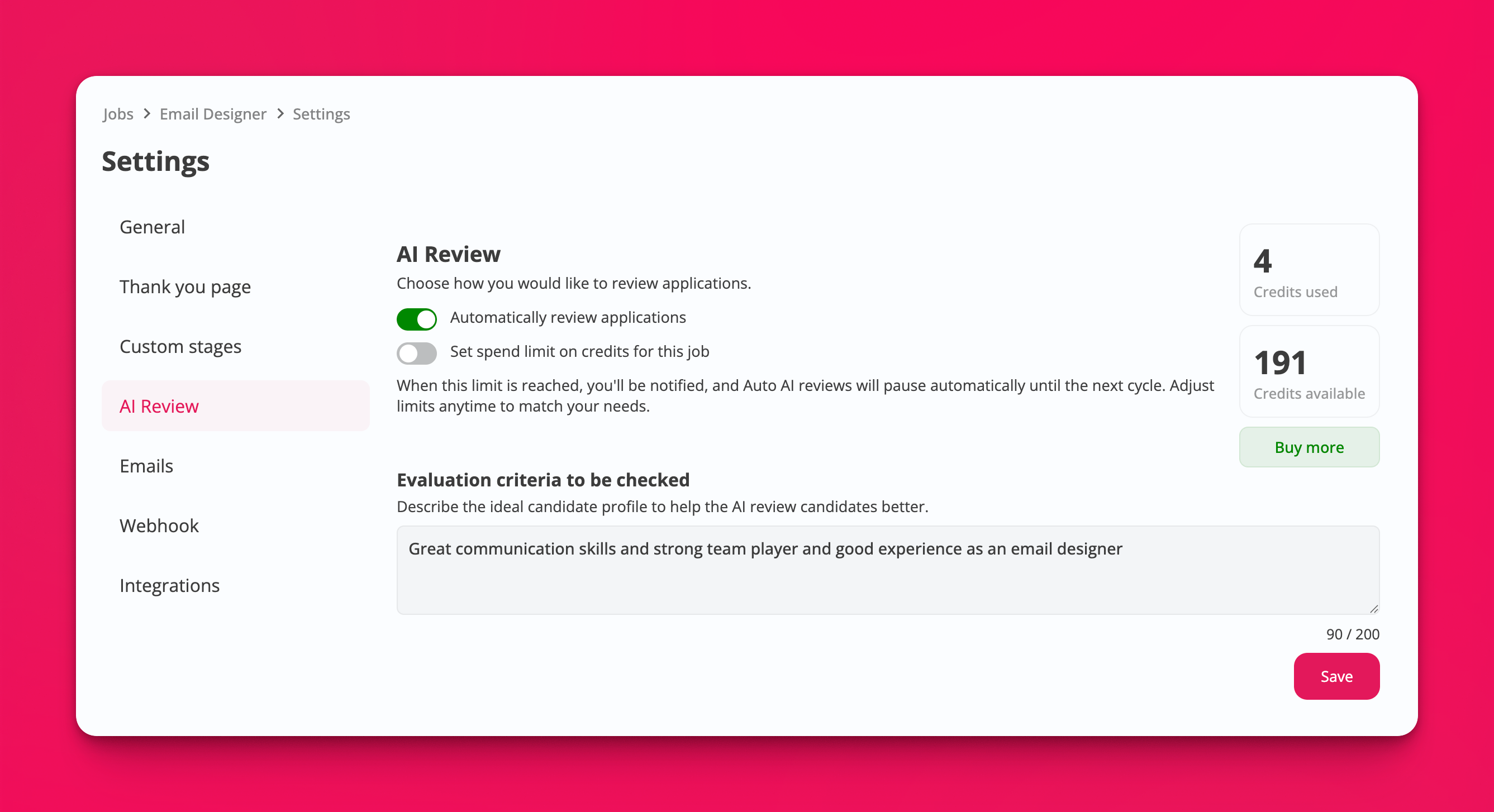 Reasoning shown on hover for an AI review