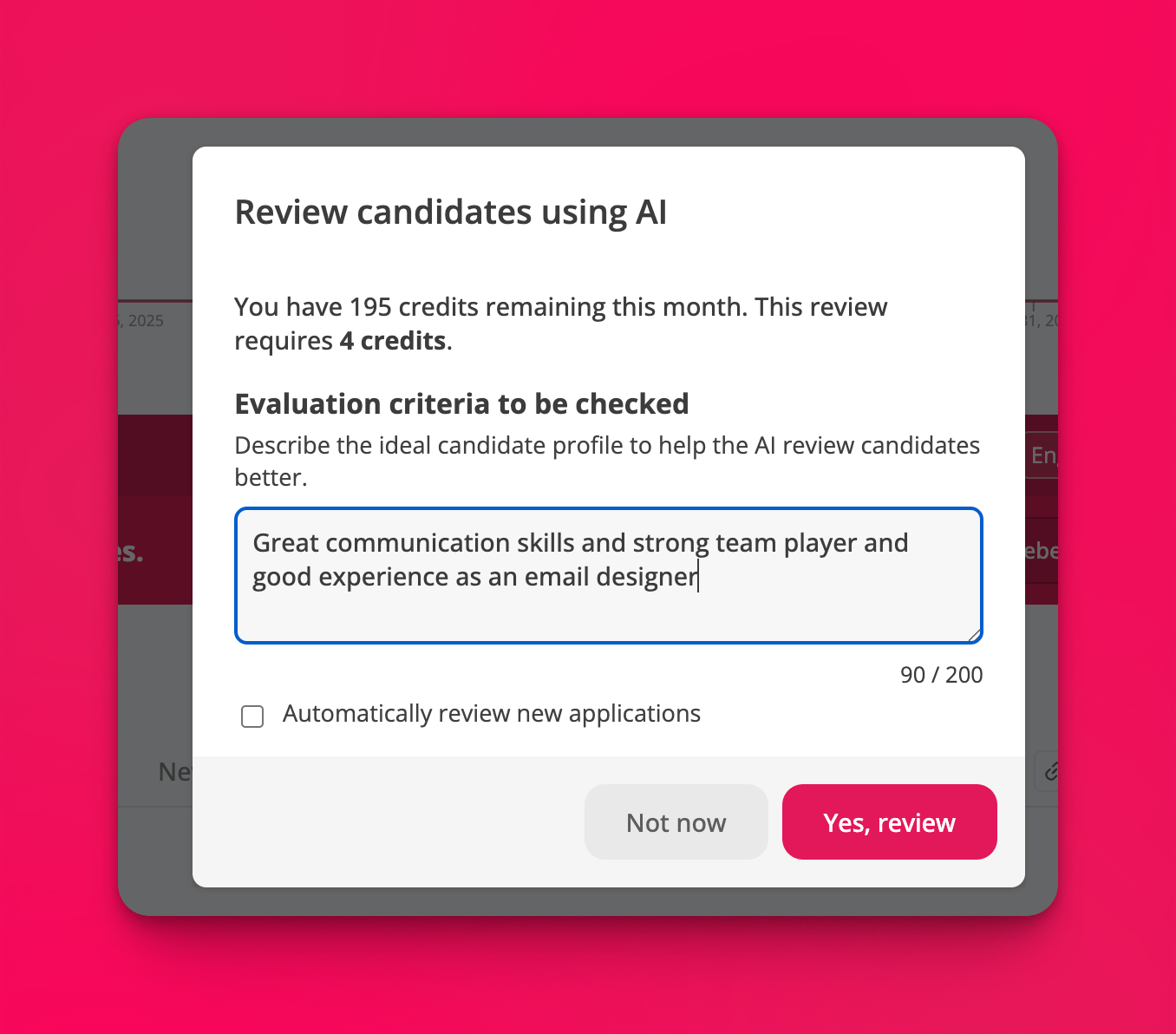Bulk triggering AI reviews