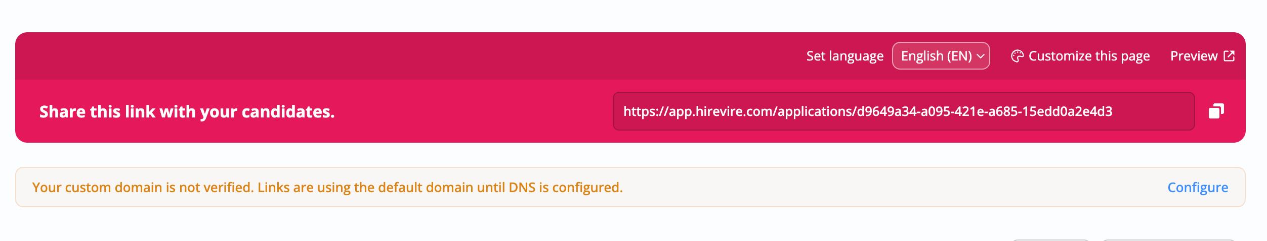 Custom domain verification status