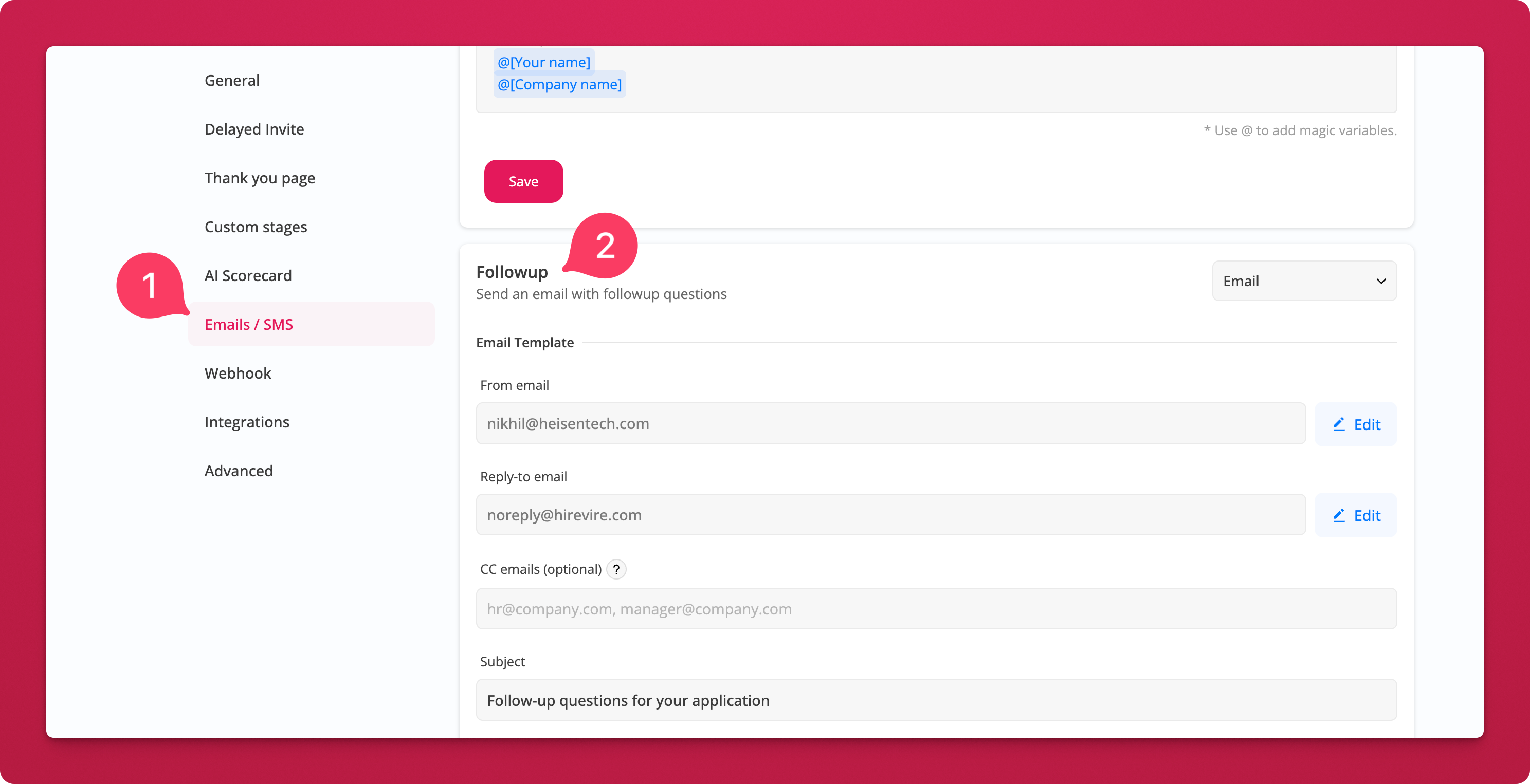 Follow-up question response options