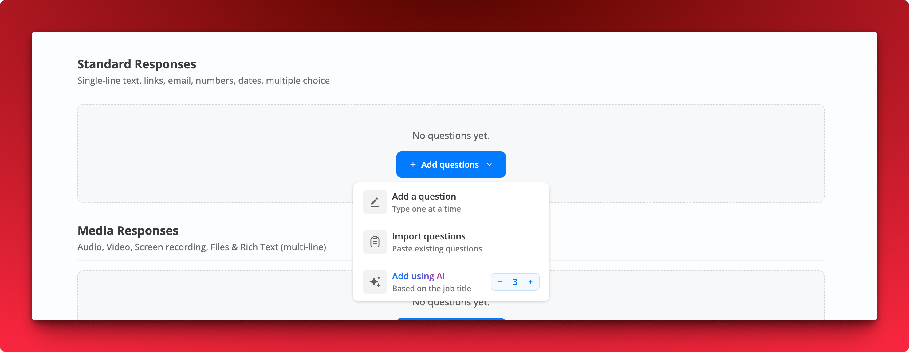 Import questions option
