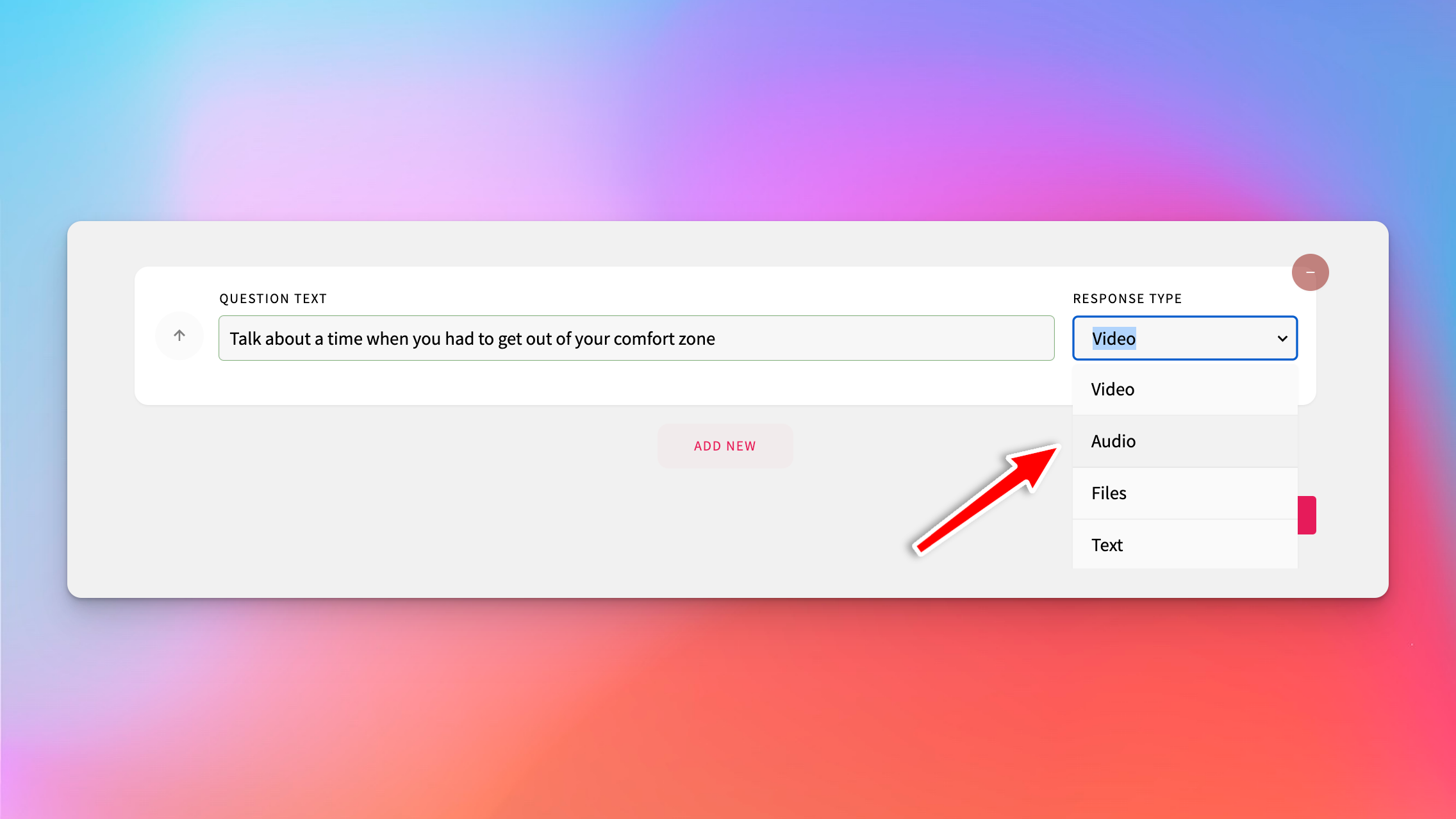 Audio response option on the create job page