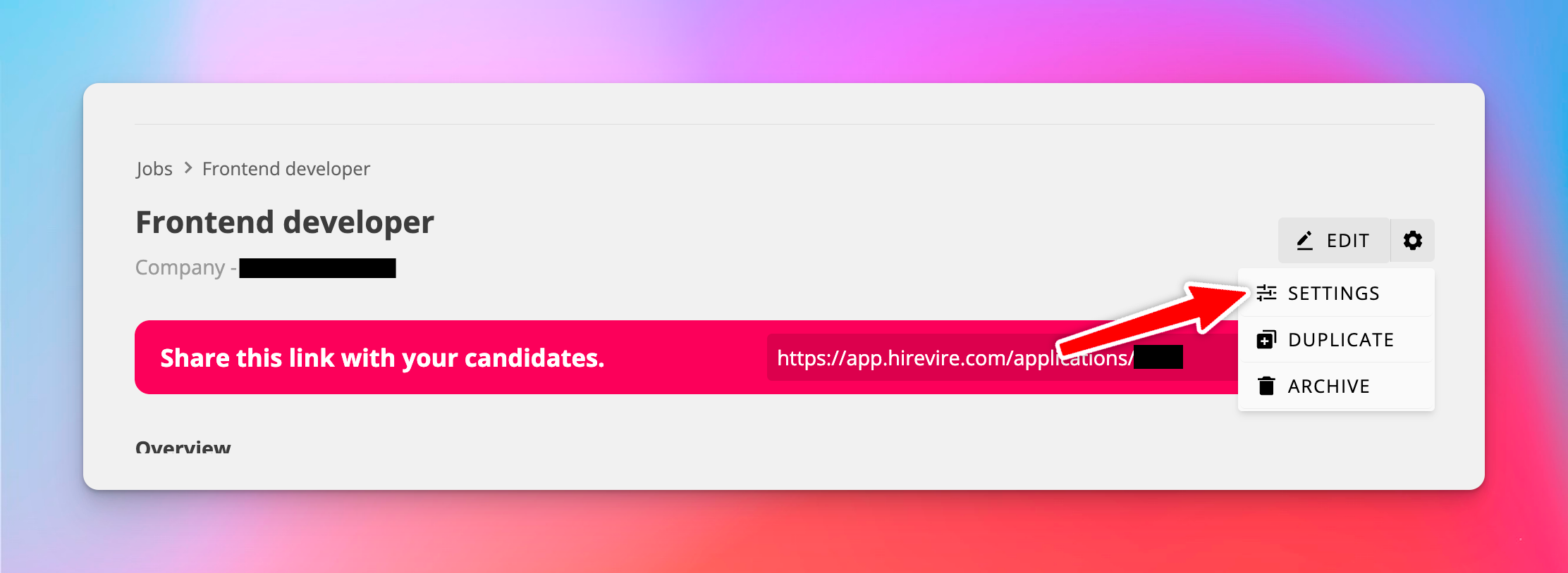 Successful application email settings