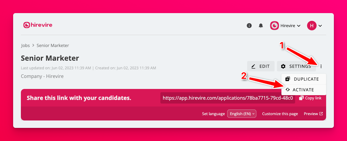 Reactivating an archived job