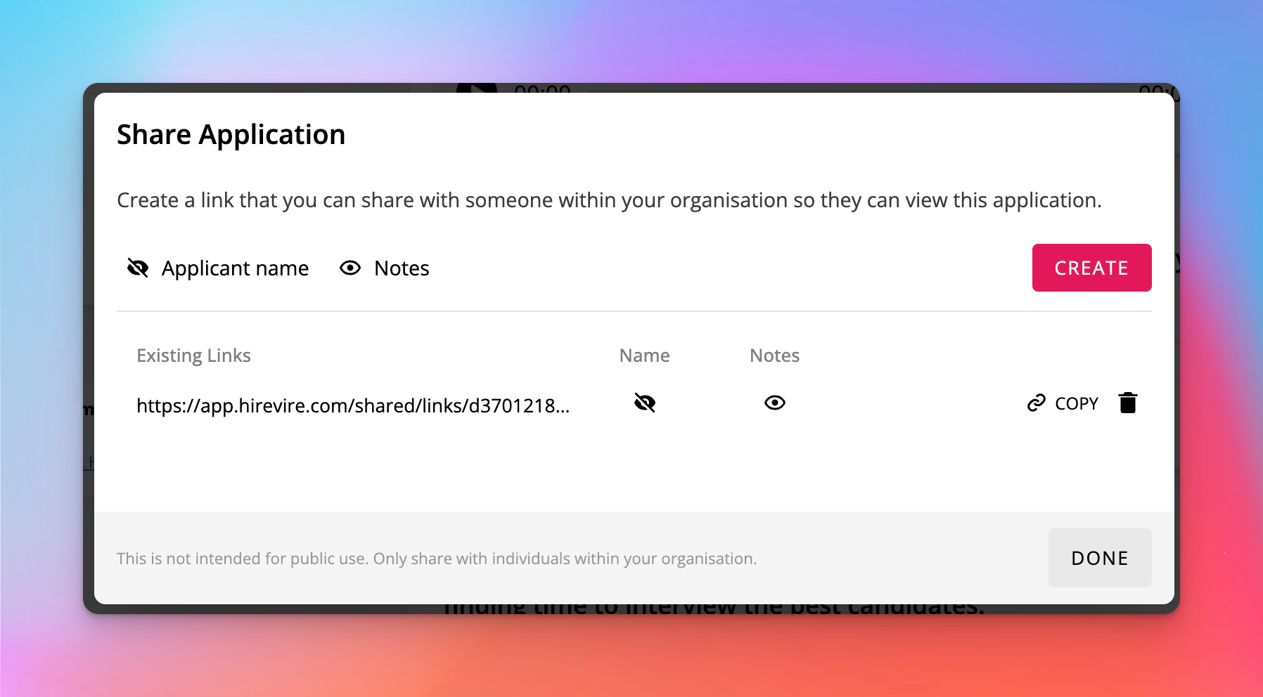 Share link configuration controls