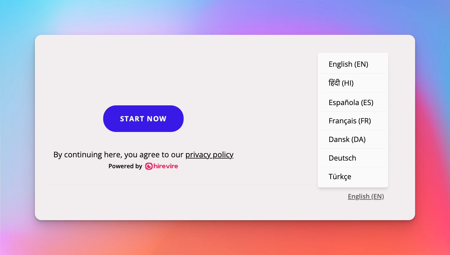 Translated application page