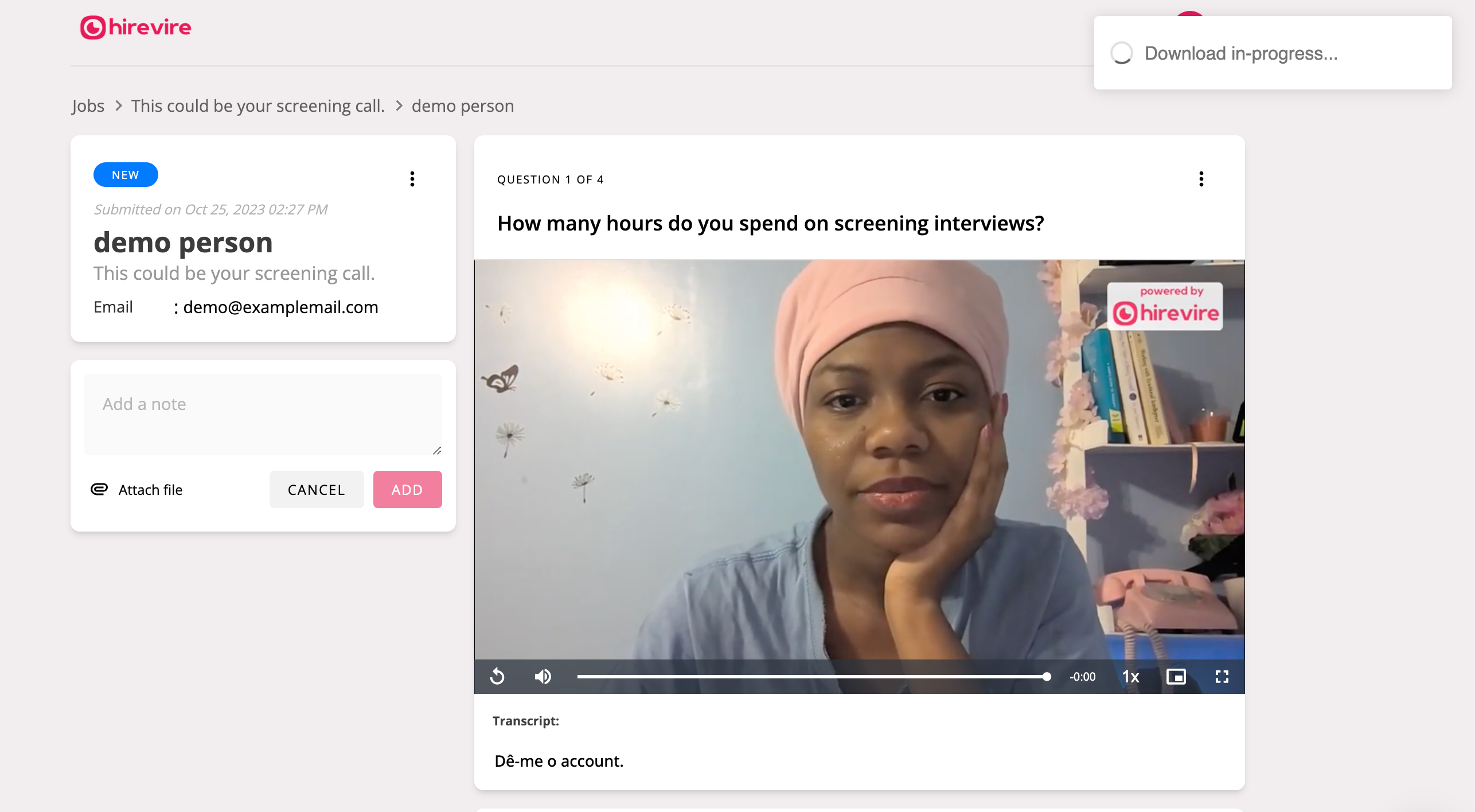 Video download interface