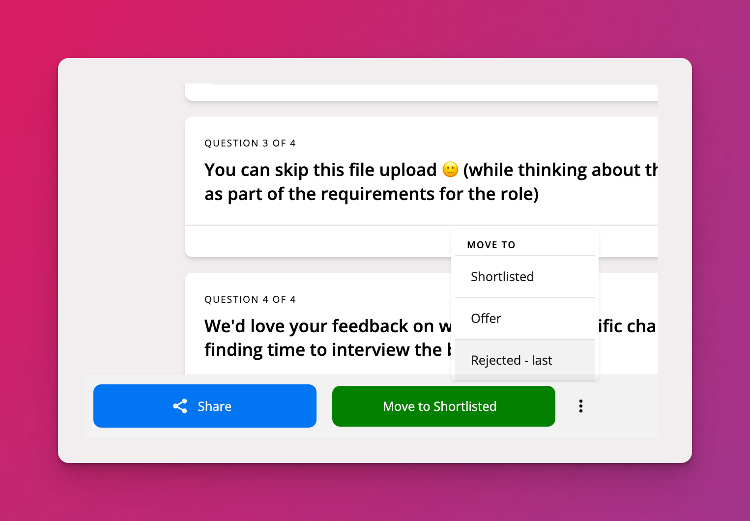 Application stage controls and bulk editing