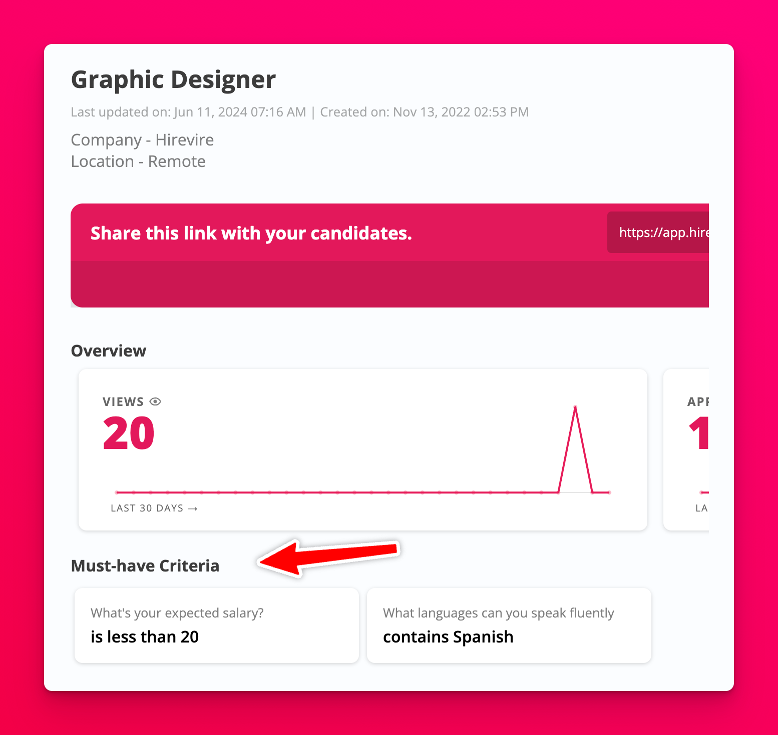 Must-have score in the job details view