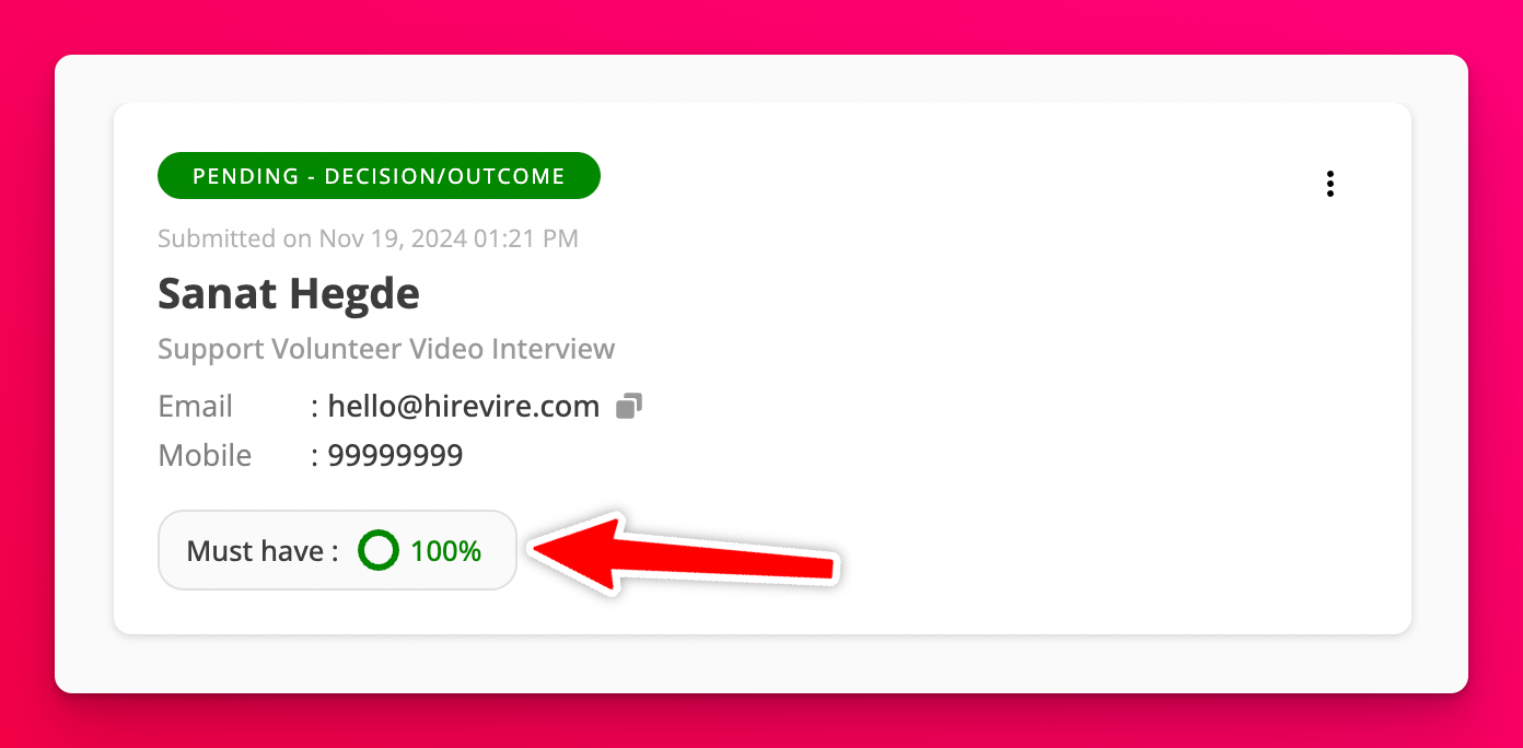 Scoring criteria shown on hover