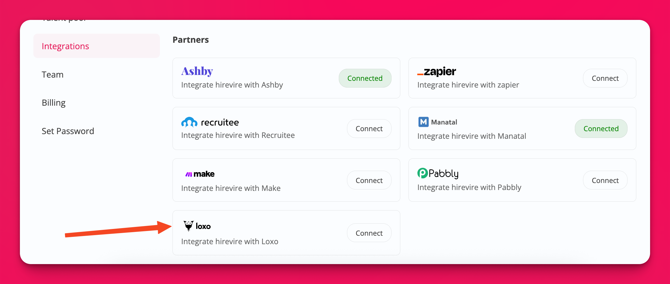 Loxo integration configuration