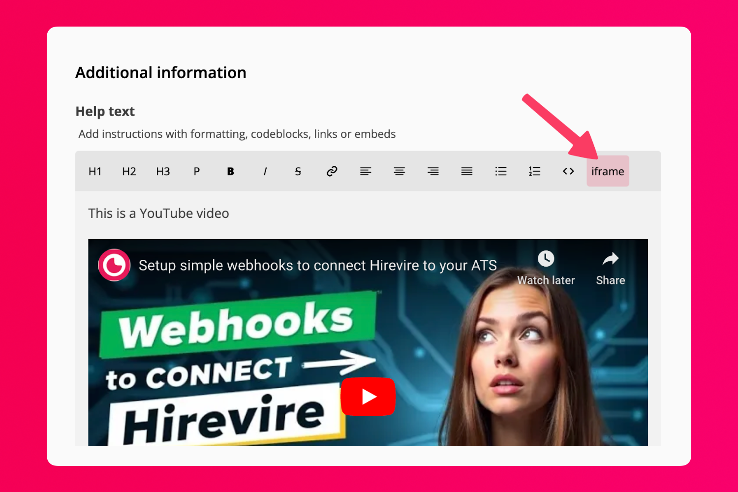 Embedded video in question instructions