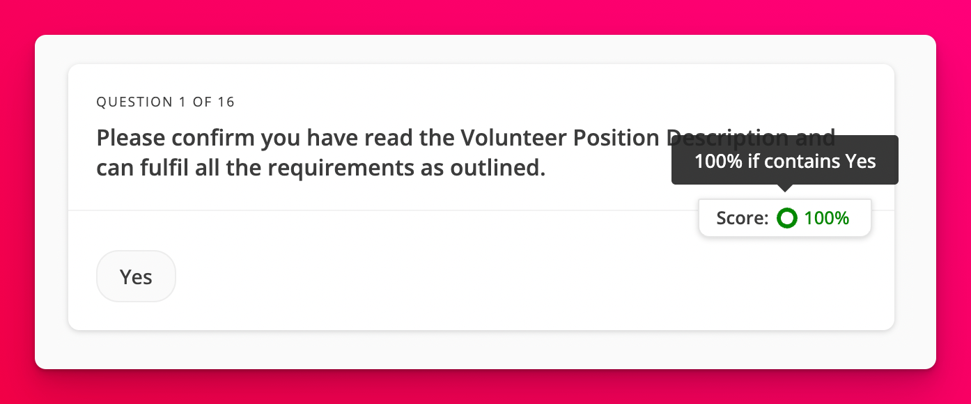 Score displayed next to each standard response