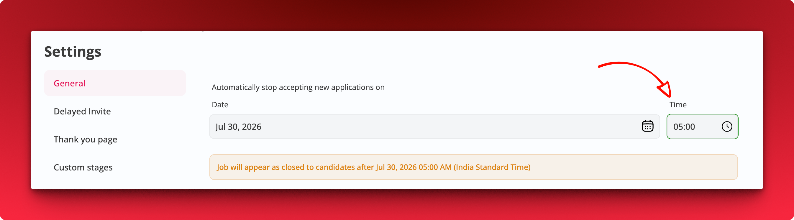 Period dropdown on the job analytics section