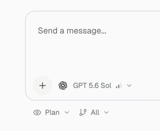 The Agent message box with model, Plan mode, and branch controls