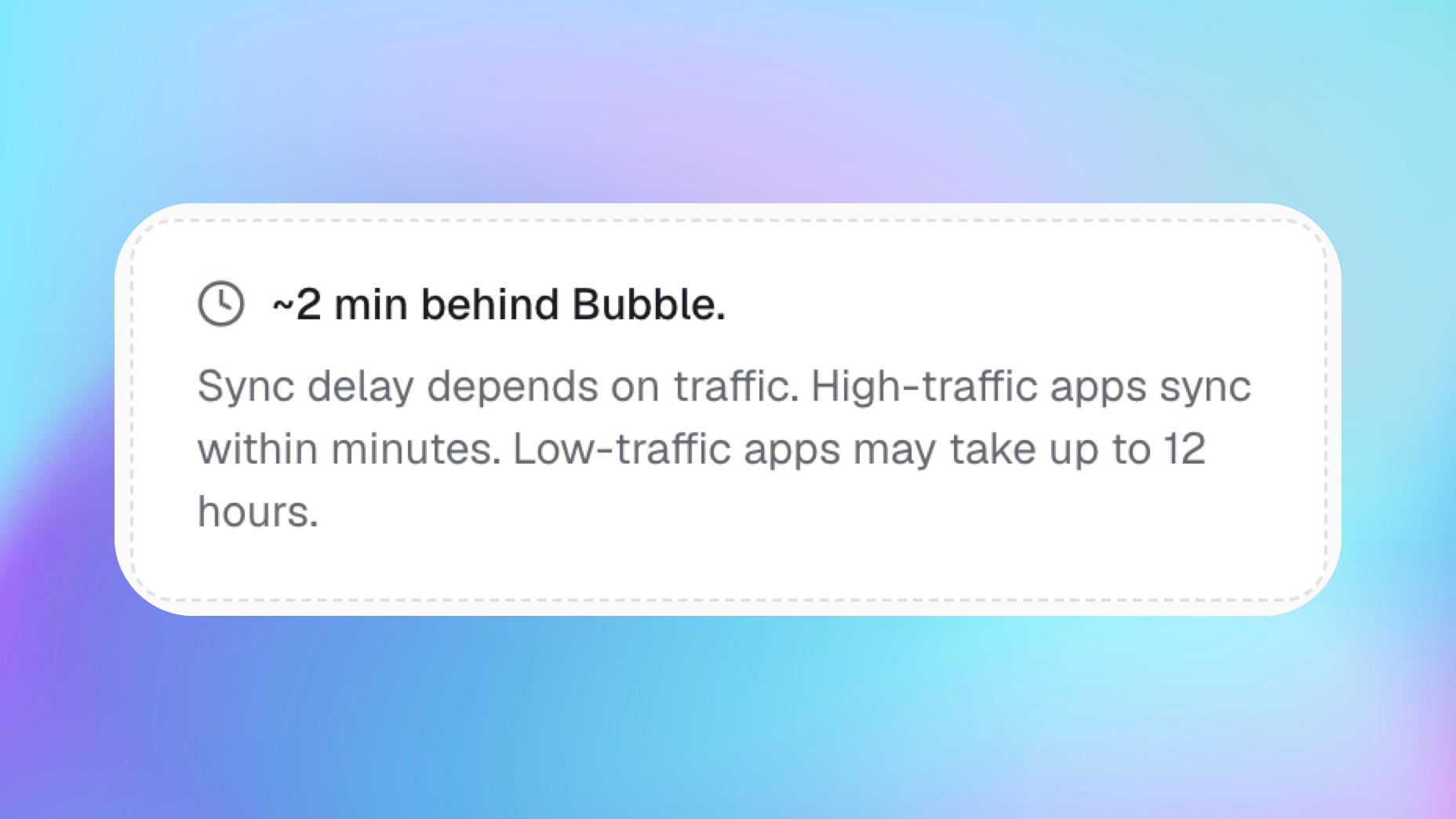 Buildprint showing the current delay between Bubble and synced logs