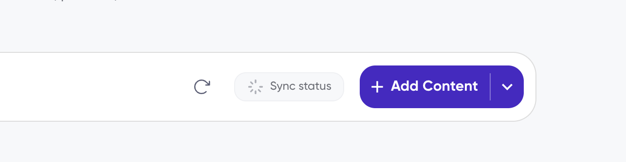 Toolbar with the Sync status button and Add Content button