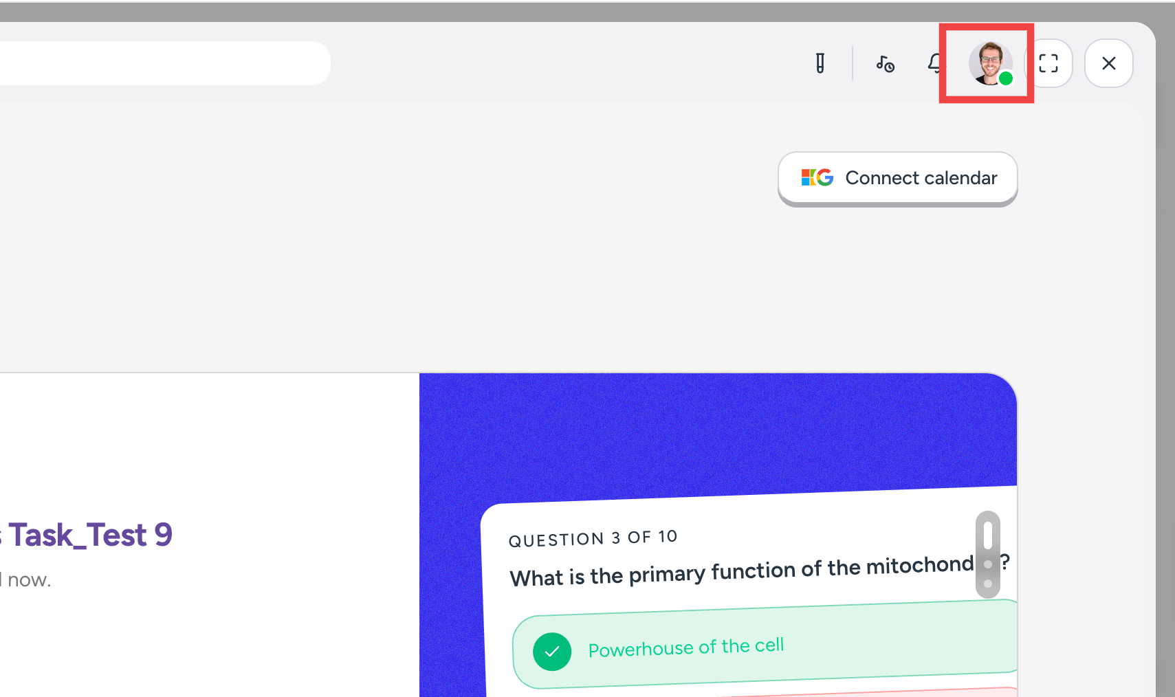 The BetterCampus toolbar with the profile icon highlighted
