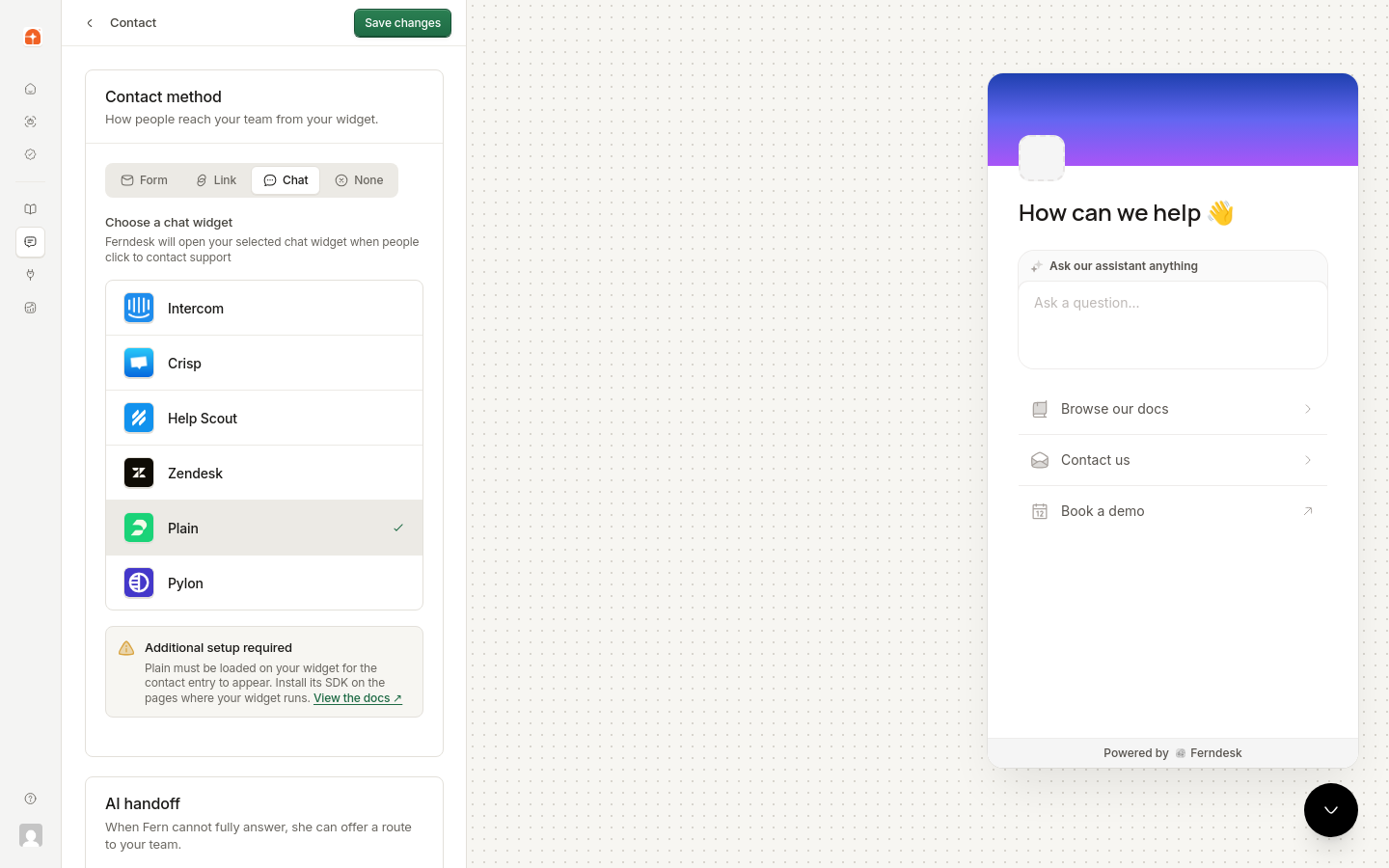 The Plain card selected in the chat platform list