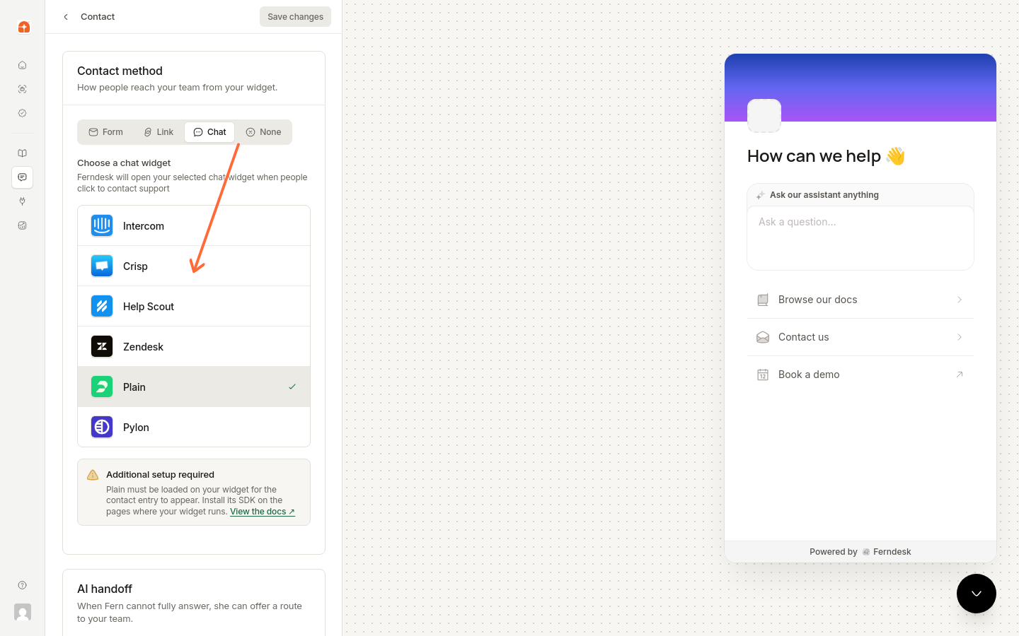 Platform selection showing Help Scout among available integrations