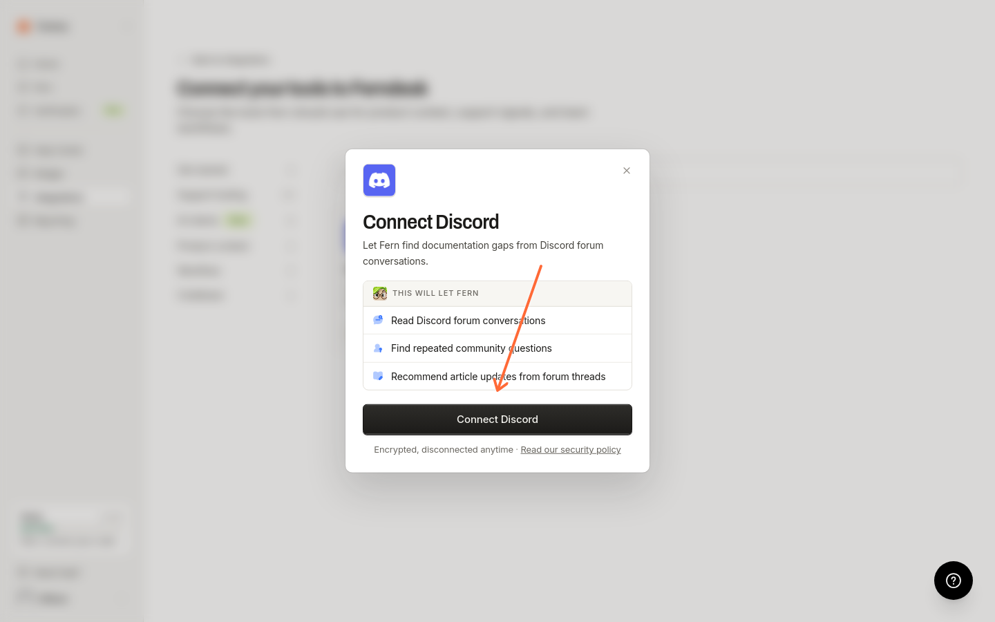 Discord connection dialog with the Connect Discord button