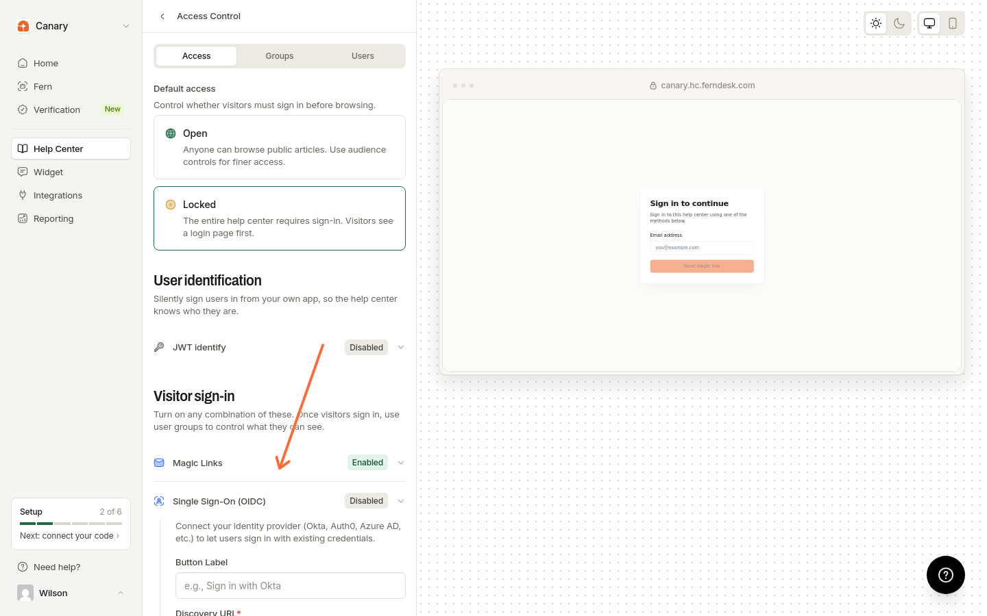 Expanded Single Sign-On (OIDC) settings