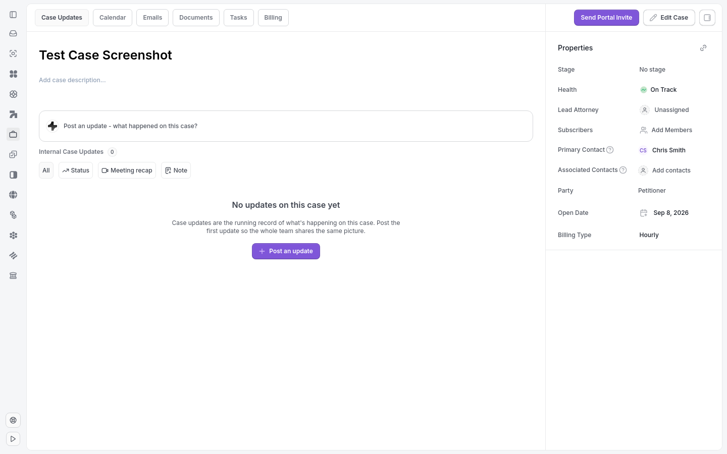 Open case page with its tabs