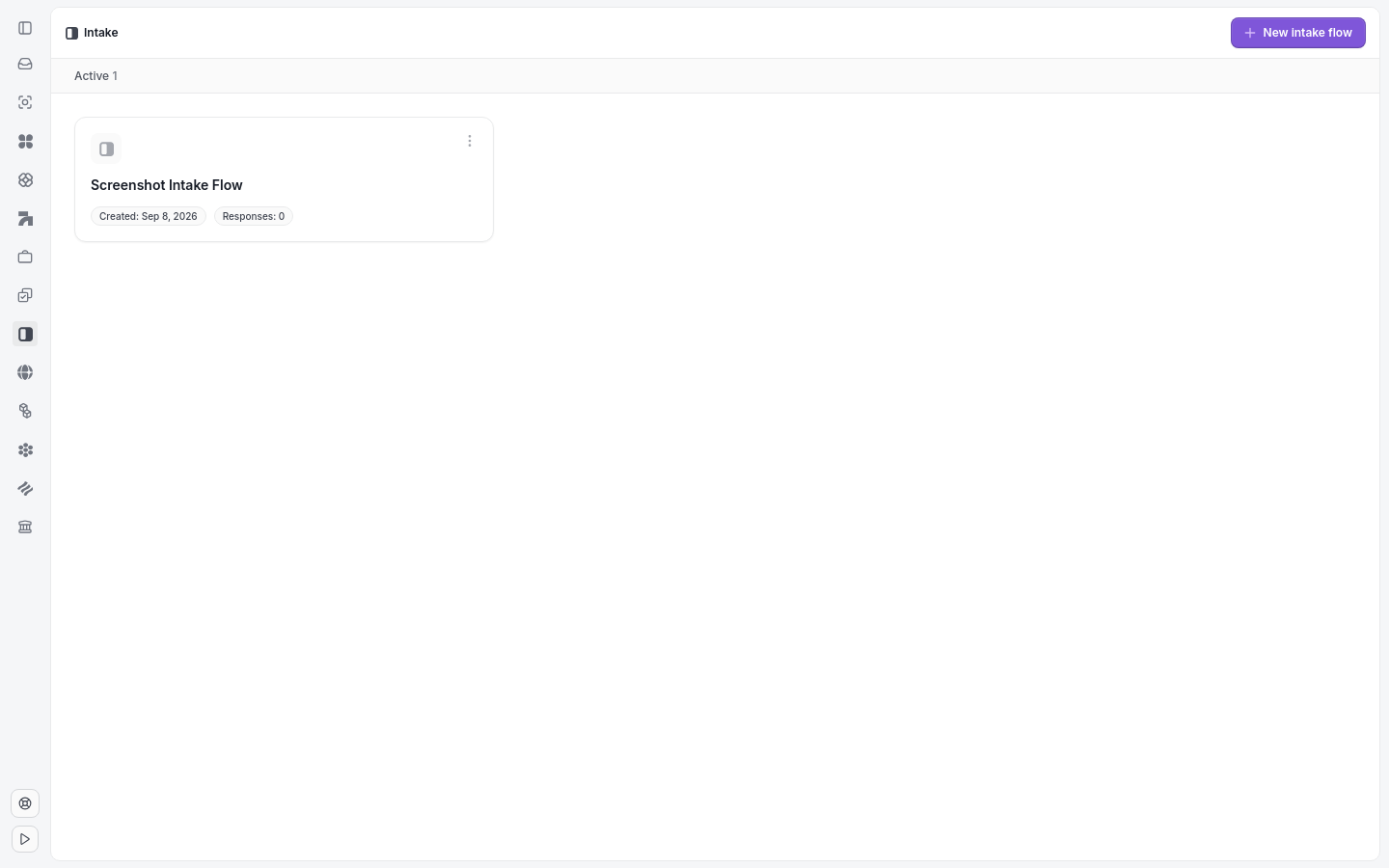 Intake forms list with the create template button