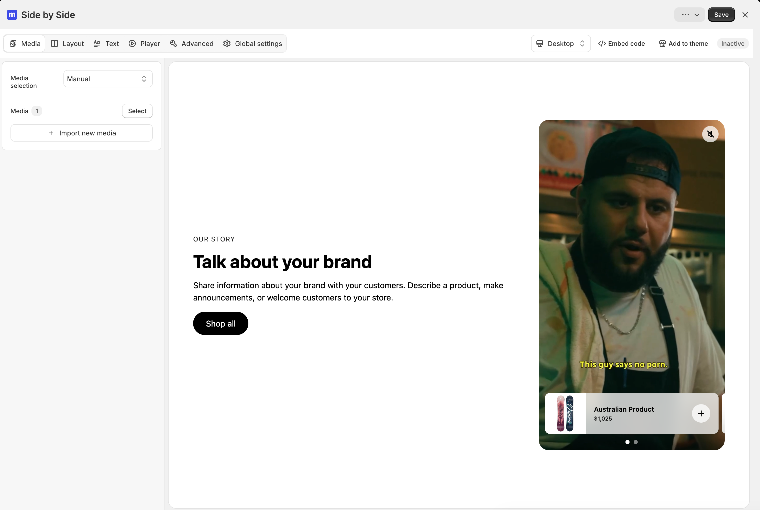 Single video widget