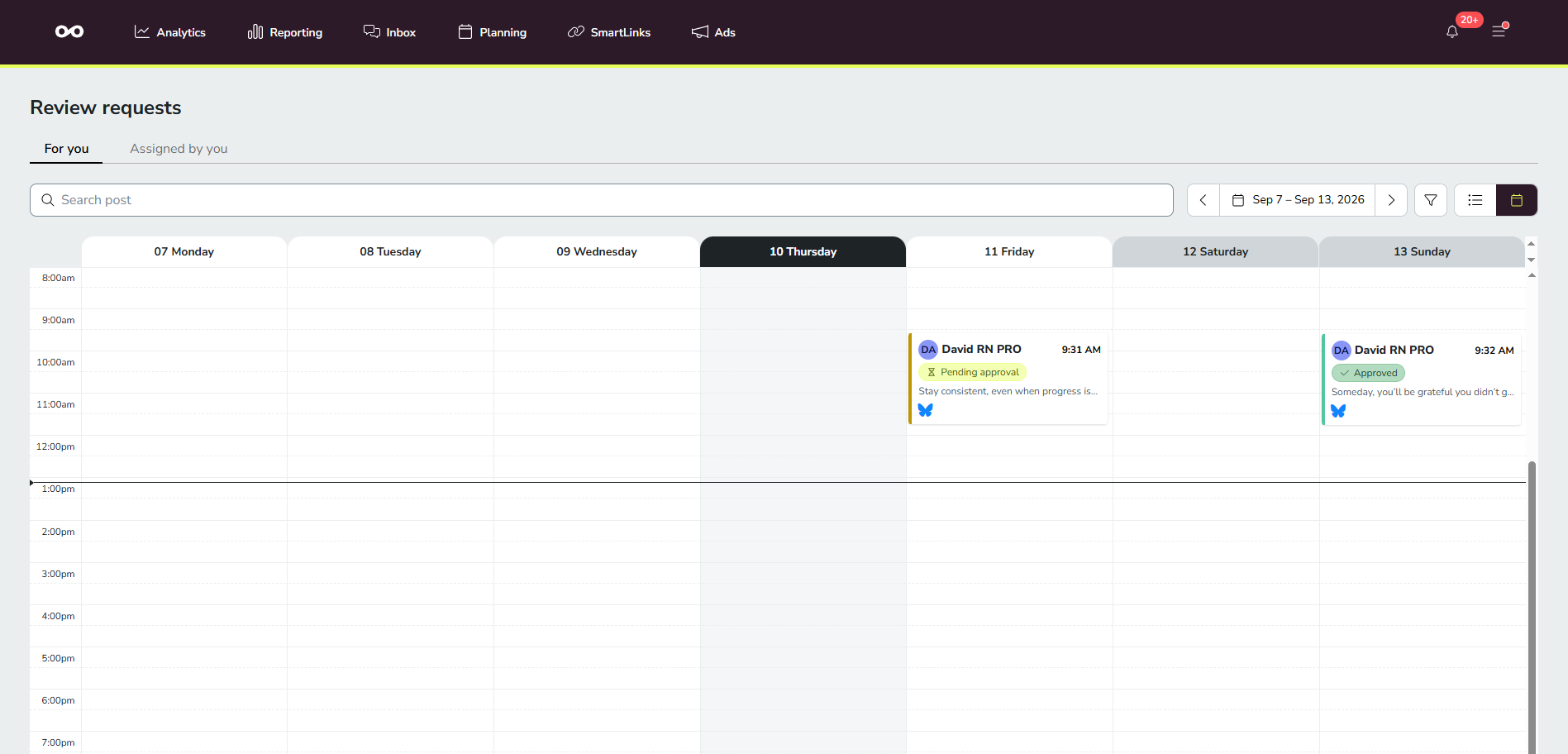 Review requests in calendar view