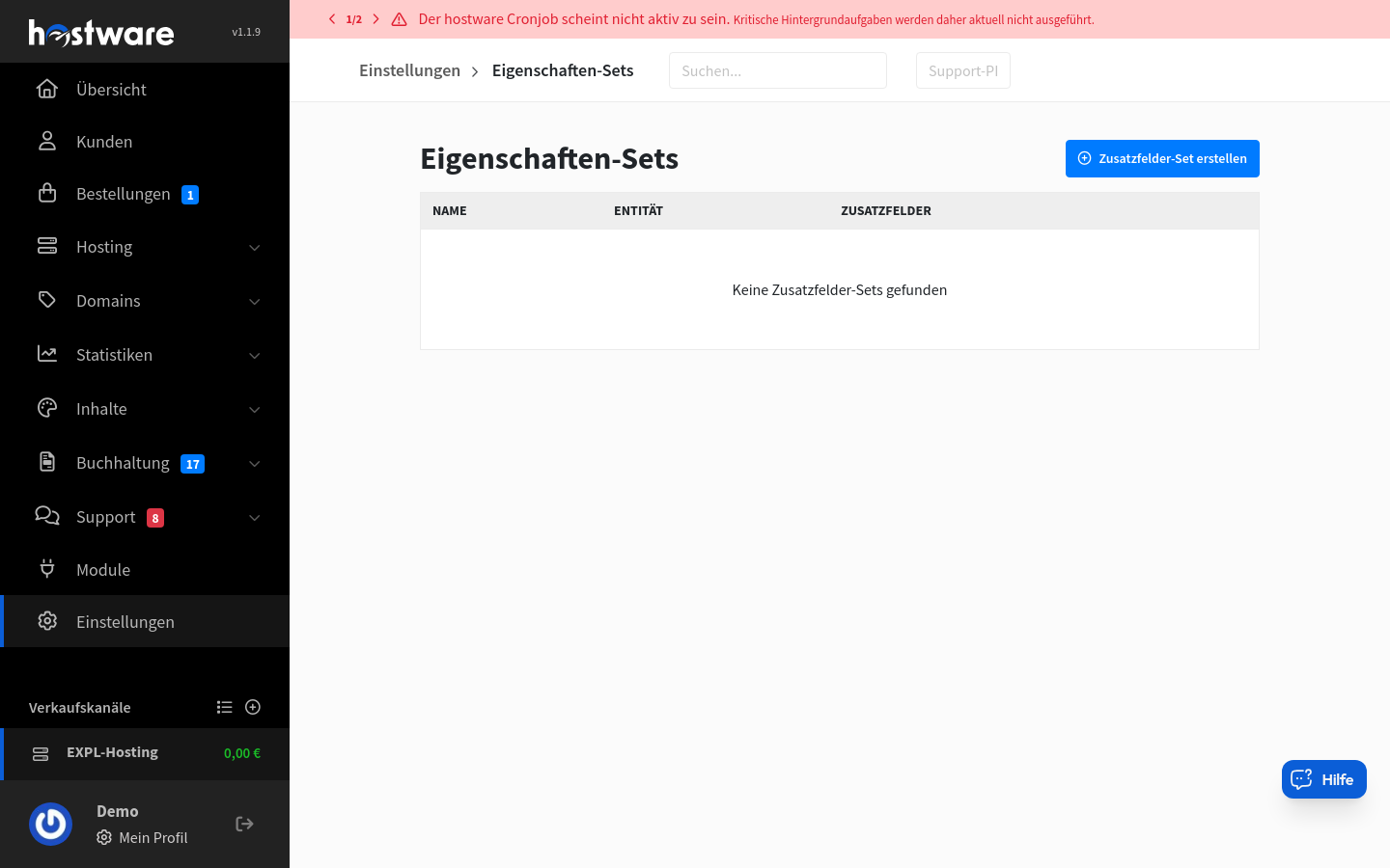 Liste der Eigenschaften-Sets