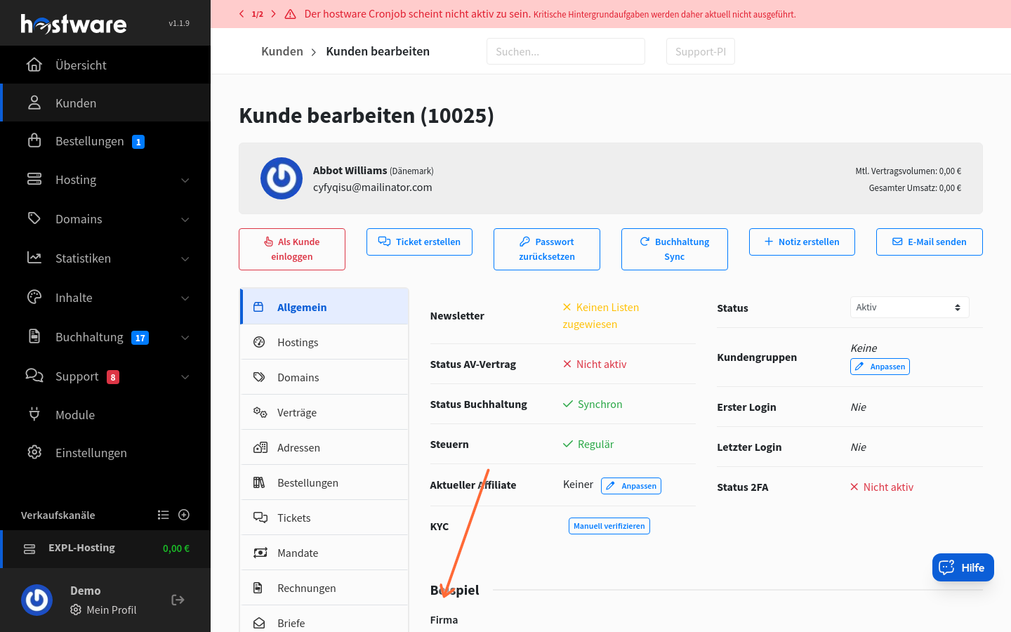 Zusatzfelder in der Kundenverwaltung, gruppiert unter dem Set-Namen