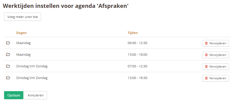 Werktijden beheren