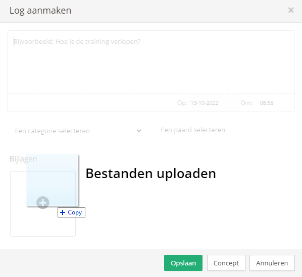 Adding a file in the attachments field