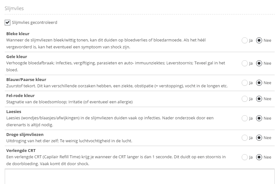 Slijmvlies controle