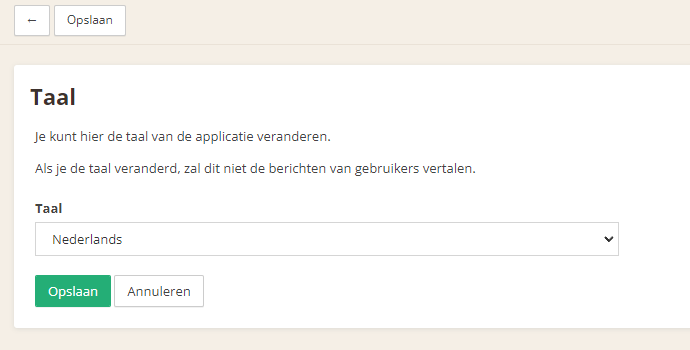 Language setting in Settings